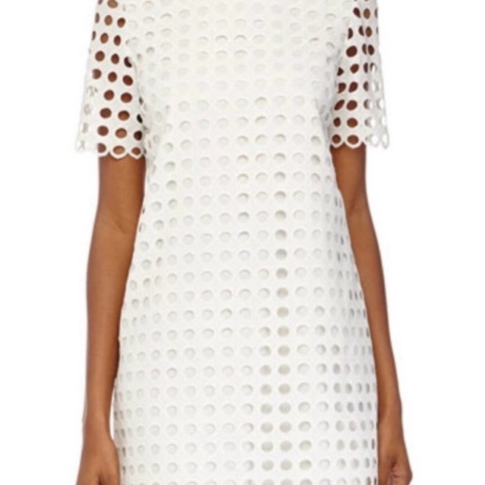 Catherine Malandrino White Sheath Mini Dress with Flutter Sleeves